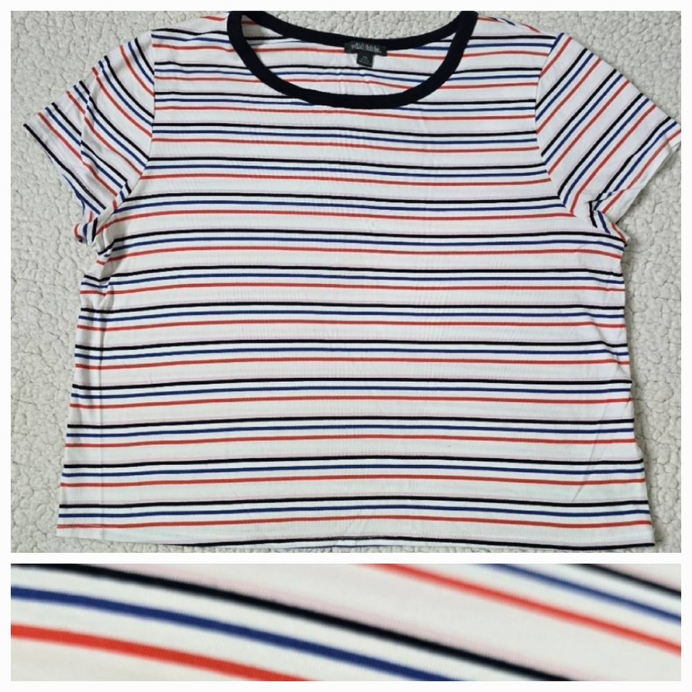 Wild Fable Striped Cropped Short Sleeve T-Shirt Size XXL Juniors